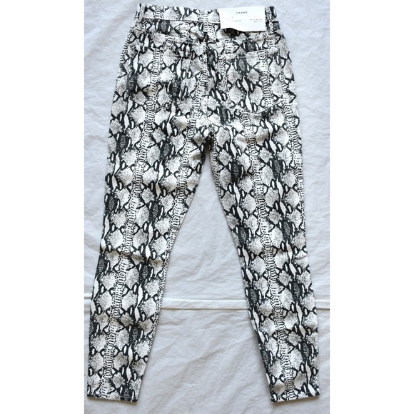 FRAME DENIM WOMEN NWT ALI HIGH RISE CIGARETTE PYTHON PRINT GRIS MULTI JEAN.SZ 27 - Picture 6 of 11